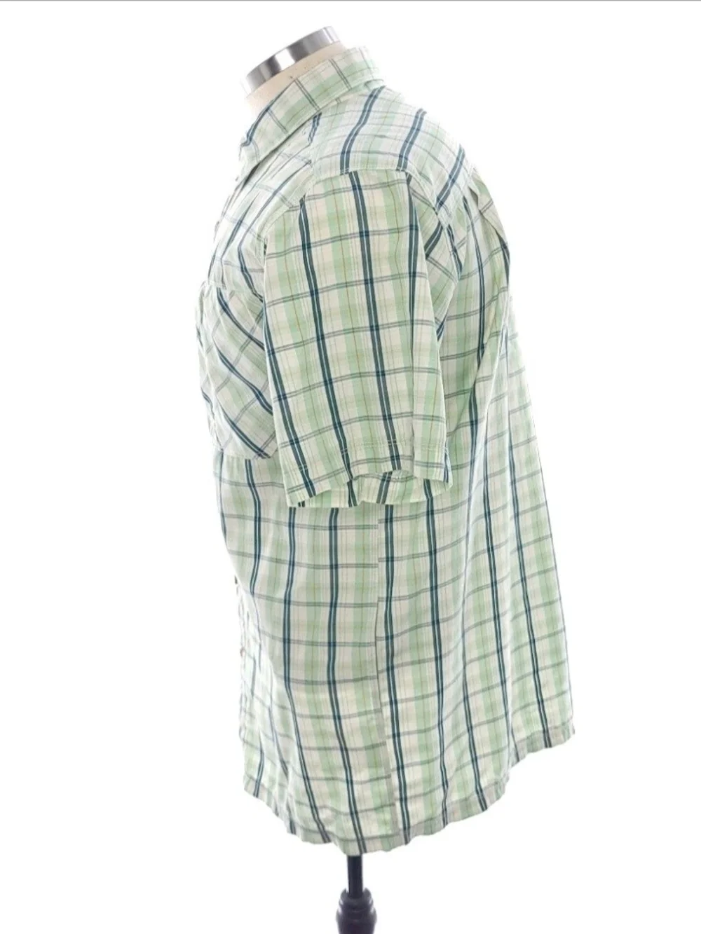 The North Face Green Plaid Button Up Short Sleeve Shirt Mens Size Medium